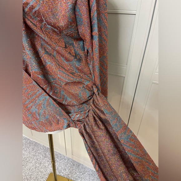 Zara Trafaluc Shimmer Wrap Top in Rust and Teal - Picture 9 of 12